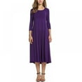 thumbnail image 2 of Women Casual Spring Summer Dresses Crew Neck 3/4 Long Sleeve A-Line Midi Party Dress, 2 of 3