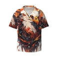 thumbnail image 2 of Lsque Colorful Abstract Eagle print Men's Cuban Collar Short Sleeve Shirt Summer Beachwear Casual Button Down Fashionable Vacation Leisure Shirt-Medium, 2 of 7