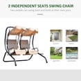 thumbnail image 4 of Heavy-Duty Metal Swing Chair 2 Separated Seater Hammock W/ Canopy & Cushions, 4 of 10