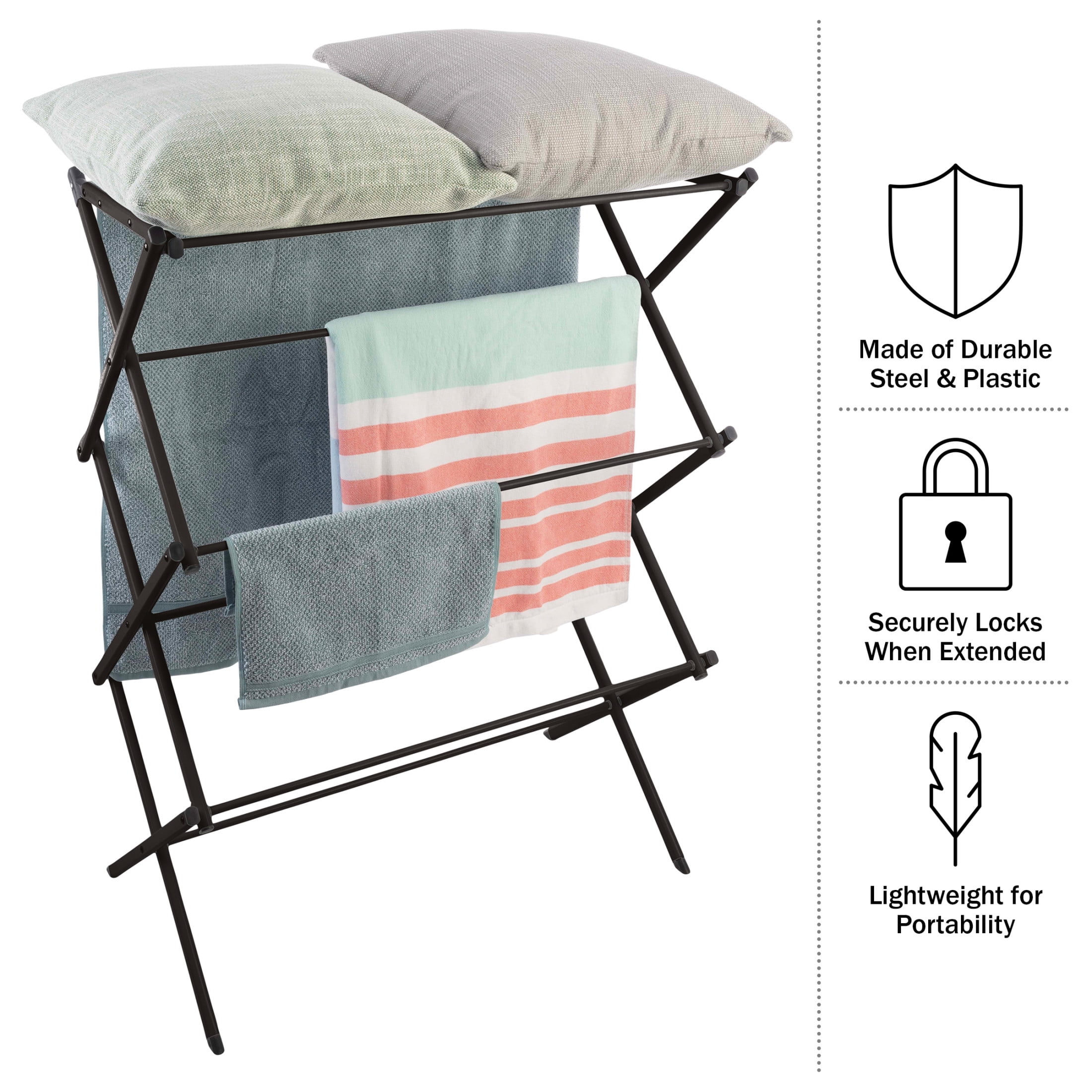 Lavish Home Collapsible Clothes Drying Rack for Indoor/Outdoor Use (Black)