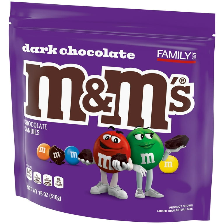 M&M's Dark Chocolate Candy, Resealable Family Size - 18 oz Bulk