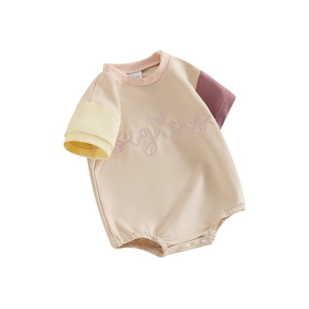

Mioliknya Infant Baby Summer Romper Letter Embroidery Short Sleeve Bodysuit