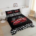thumbnail image 4 of Erosebridal Sports Car Comforter Set King Size,Racing Car Bedding Set Teen Children Car Racing Gifts,Race Cars Quilt Bed Set with 1 Comforter 2 Pillowcases,Red Black White, 4 of 7