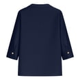 thumbnail image 3 of Womens Cotton Linen Summer Tops, 3/4 Sleeve Shirts for Women Casual Lightweight V Neck Button Down Dressy Blouses, 3 of 6