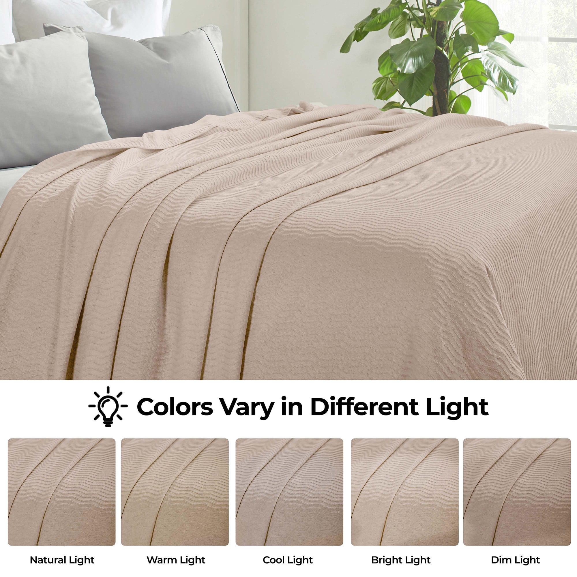 Superior Jena Cotton Textured Chevron Woven Blanket, Twin, Khaki