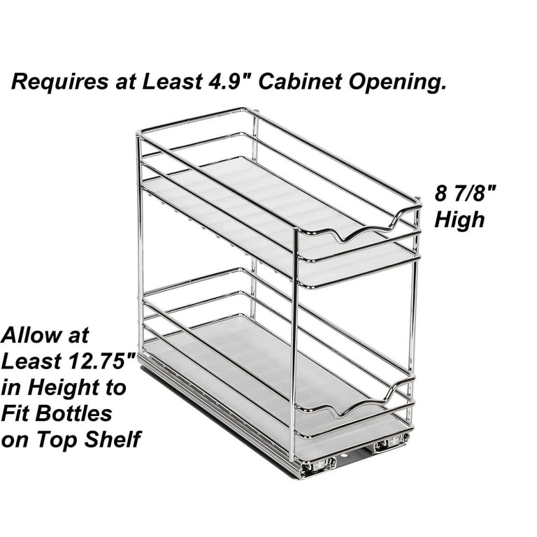 Pull Out Spice Rack Organizer for Cabinet, Heavy Duty-5 Year Limited Warranty- Slide Out Double Rack 8-3/8Wx10-3/8Dx8-7/8 H for Upper Kitchen