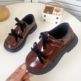 thumbnail image 5 of YunPes Girls Burgundy Shoes Patent Leather Hook and Loop Dress Shoes with Bowknot Kids Chunky Platform Loafers School Uniform Shoes, 5 of 8
