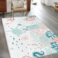 thumbnail image 3 of Summer Ocean Washable Area Rugs 2.7'x5', Teal Red Shell Coral Turtle Starfish Marine Life Low Pile Throw Living Room Rug Non-Slip Sturdy Edge Binding Carpet for Indoor Entryway Bedside Kitchen, 3 of 9