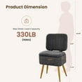 thumbnail image 2 of Vanity Stool Chair with Storage and Folding Back, Small Faux Fur Soft Ottoman, 4 Metal Legs with Anti-Slip Feet, Modern Multifunctional Chairs for Makeup, Bedroom,Black, 2 of 13
