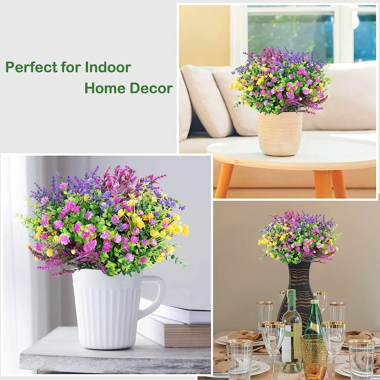 MAMOWEAR Artificial Flowers Outdoor UV Resistant Fake Flowers, Faux Plastic Flowers for Decoration Home Kitchen Garden Wedding Party Décor