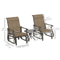 thumbnail image 3 of Outsunny 3PCs Glider Rocking Chairs with Table for Patio Garden Brown, 3 of 10