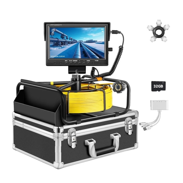 Camera 9inch Screen 32GB Video Recording, Plumbing Drian Endoscope IP68 Waterproof For Pipe Inspection ,Easy to Operate