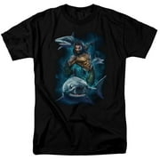 Aquaman Movie Swimming With Sharks S/S Adult 18/1 T-Shirt Black