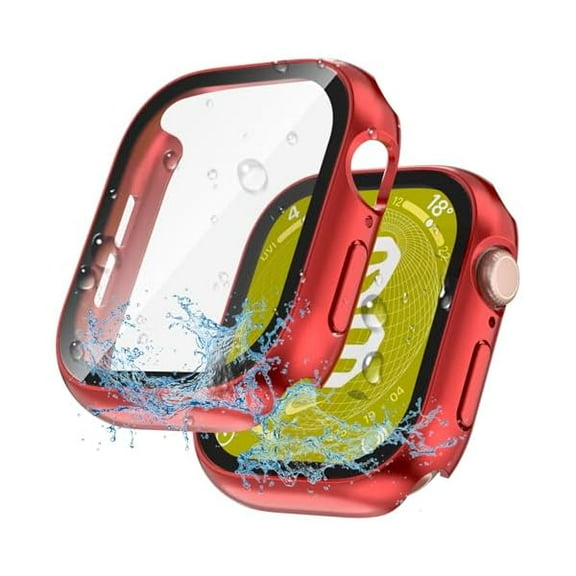 wonima88 2 in 1 Waterproof Case for Apple Watch Screen Protector 40mm Series 4 5 6 SE/SE 2nd Gen Accessories Built-in Tempered Glass Film Face Protective & PC Bumper Cover Compatible iWatch 40mm