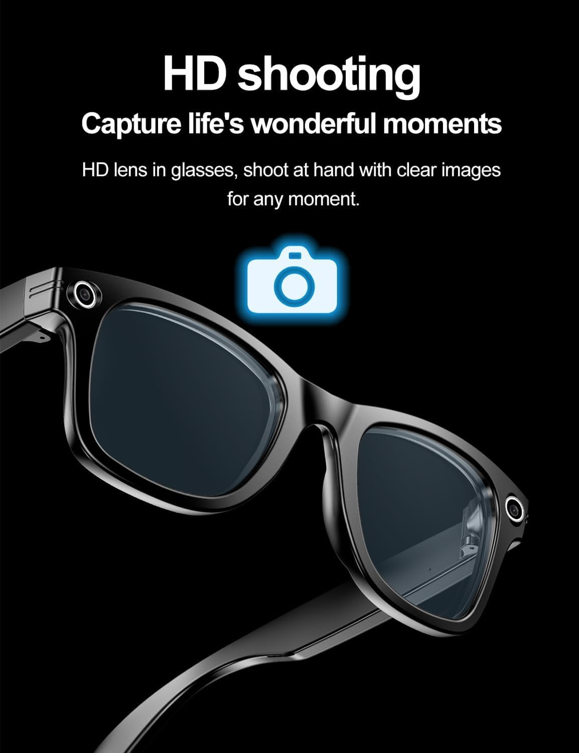 2025 New Cyanvue Ai Smart Glasses – 8mp Camera Glasses with Music & Call Features, Ai Smart Glasses with Camera, 144 Translation, Anti-Shake Smart Sunglasses, 32gb Storage, Unisex