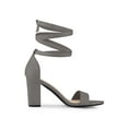thumbnail image 3 of BLISSFUL STEP Women's Lace Up and Ankle Strap Block Heel Sandals Grey 9, 3 of 7