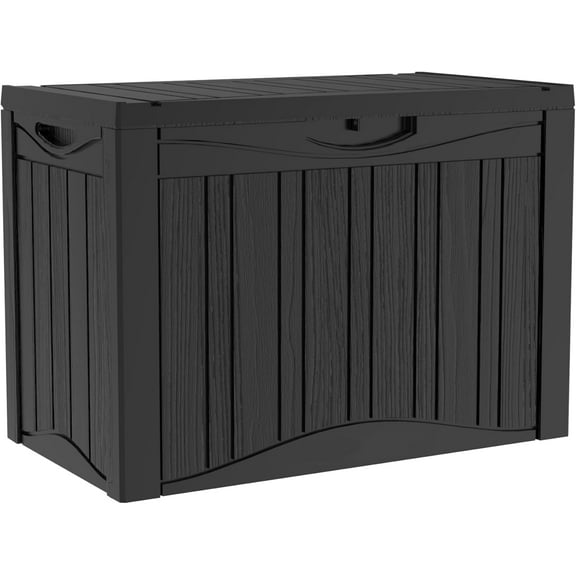 SONGMY 45 Gallon Plus Edition Lockable Outdoor Storage Box, Waterproof & UV-Resistant Resin Deck Box for Outdoor Cushion Storage & Tools Storage, Black