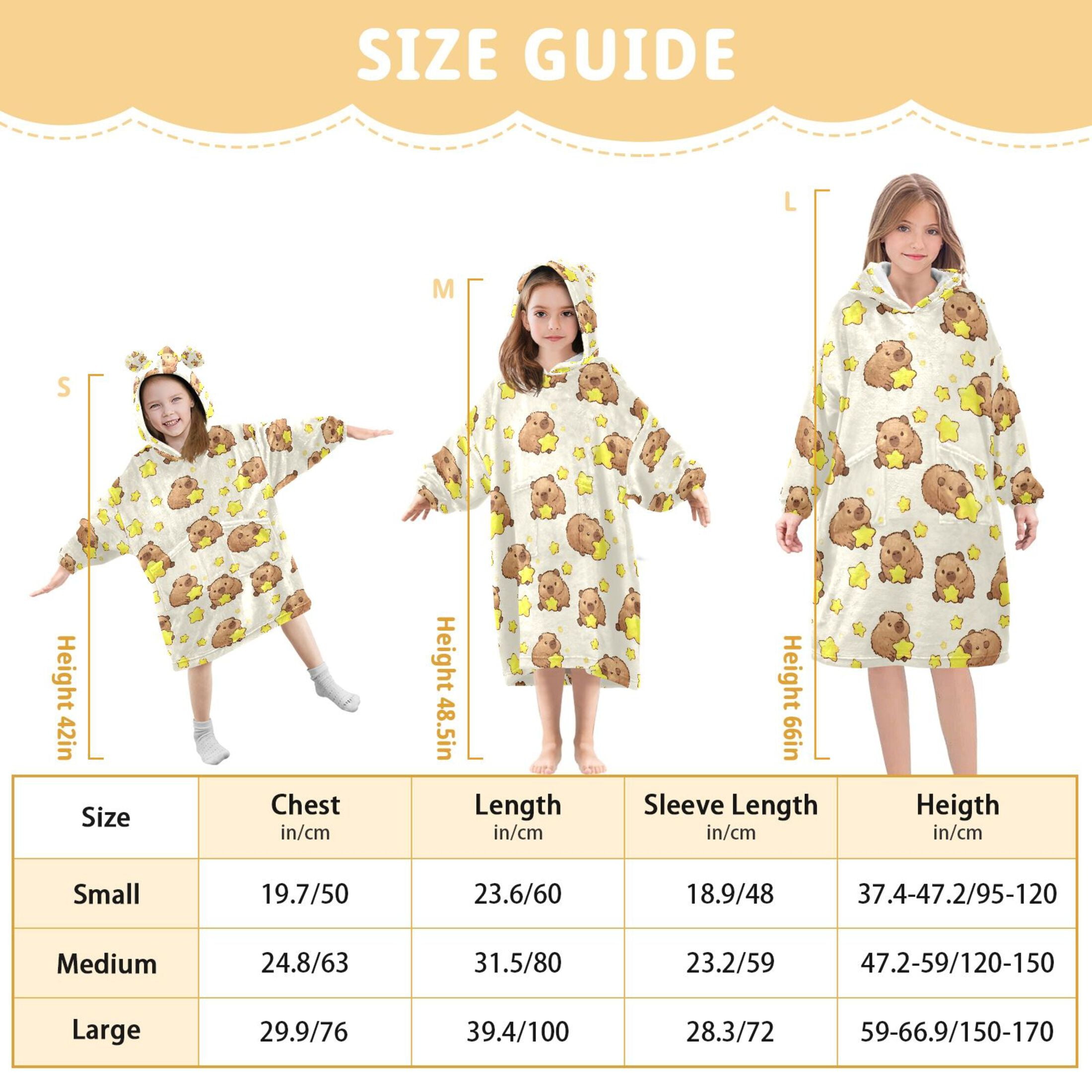 Wearable Blanket Hoodie for Capybara Star Flannel Hooded Blanket with Pockets and Sleeves Suitable
