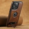 thumbnail image 4 of for iPhone 12 Pro Max Case Magnetic, Compatible with Magsafe Logo View Built-in Kickstand Ultra Slim Oil Wax Texture Premium PU Leather Retro Wireless Charging Phone Case for iPhone 12 Pro Max, Brown, 4 of 11