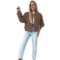 thumbnail image 5 of Womens Jackets Spring Fashion Cute Jacquard Coats Zip Up Jackets Dressy Casual Brown S, 5 of 9