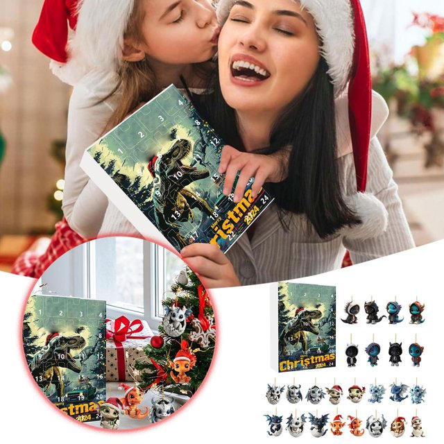 Calendario exclusivo de cuenta regresiva para Navidad 2024 con 24 regalos sorpresa, incluidos adorables muñecos de dragón en 2D y un impresionante colgante navideño de The Festive Akmoler