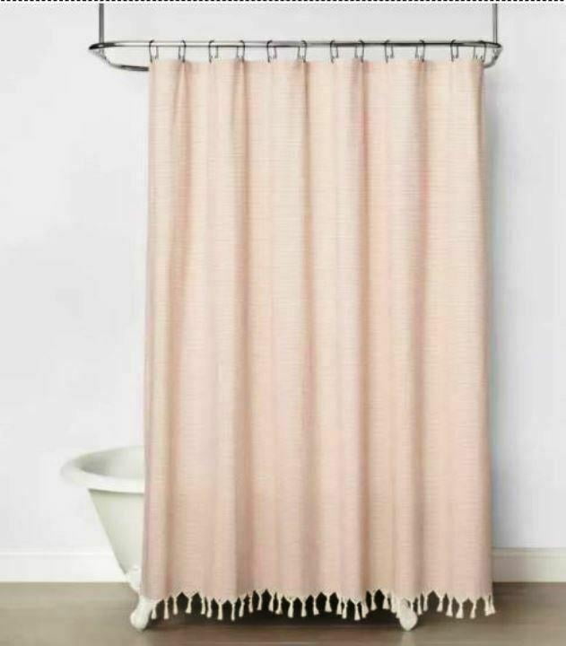 Hearth &Hand™ Magnolia Railroad Copper Stripe Cotton Shower Curtain 72X72 Tassel 