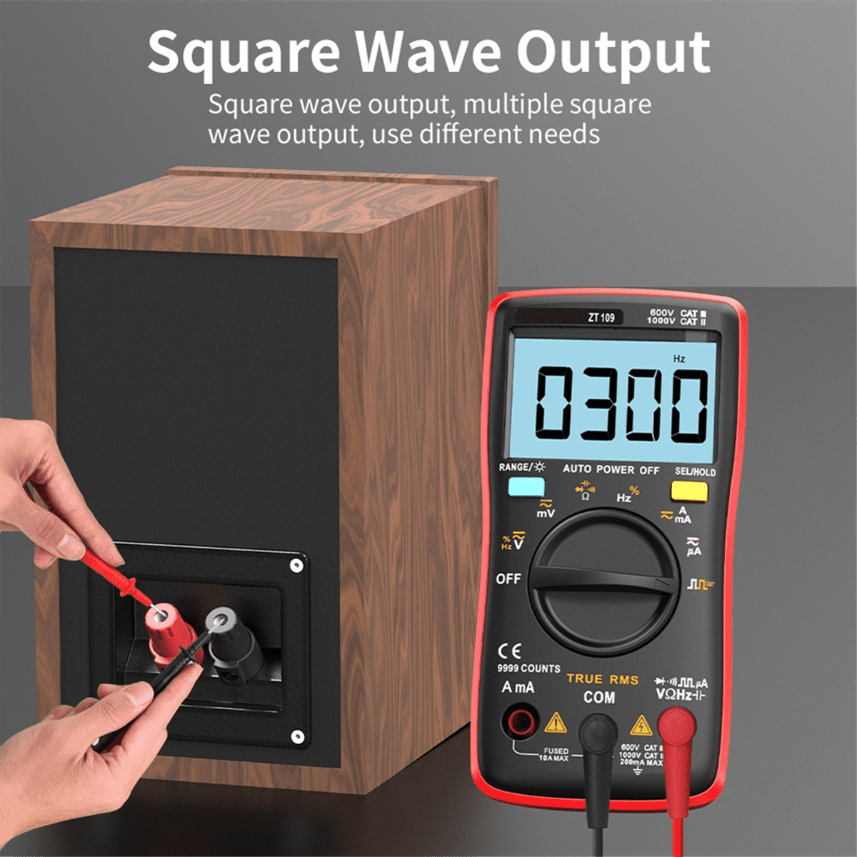 AN8009 Backlight LCD Multimeter Tester Voltmeter Meter Portable Multifunctional Intelligent Detector Red,1 * tester with accessories