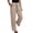 Khaki, variant on Women's Wide Leg Linen Pants High Waisted Drawstring Lounge Pants with Pockets Casual Summer Beach Vacation Palazzo Trousers