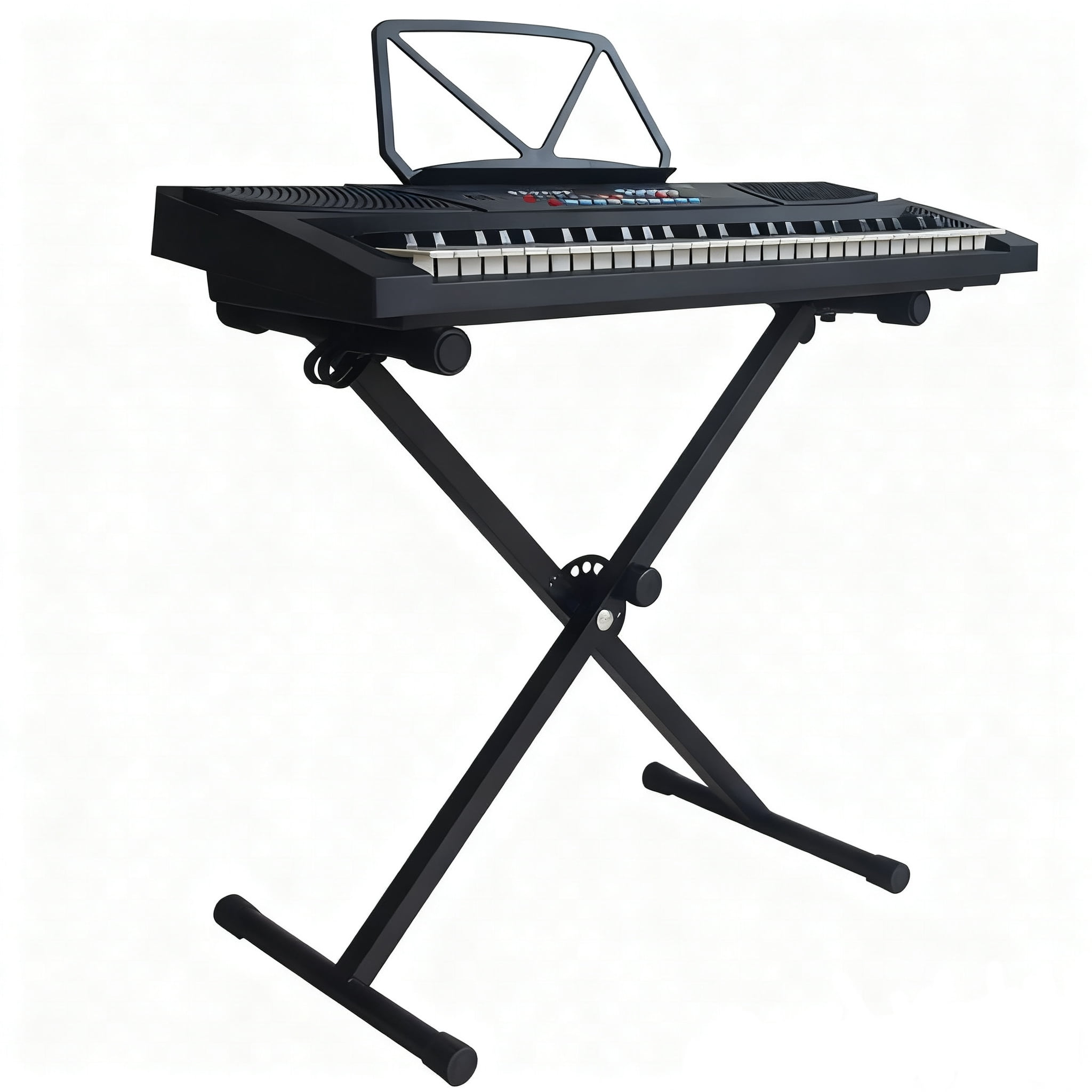 LCOKEIY Height Adjustable Keyboard Stand With Quick Release Mechanism -Single X Foldable Heavy Duty Instrument Stand With Locking Straps for 54-61-88 Key Electronic Pianos