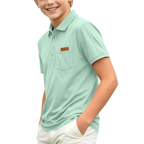 Freshbabe Kids Boys Girls Solid Color Collare Short Sleeve T-Shirts with Button, Basic Plain Tees Multipack For Kids Daily Wear, Back To School and Layering