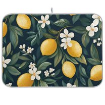 Yayeee Dish Drying Mat for Kitchen Counter 18"x24" Microfiber Absorbent Pad, Floral Lemons