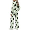thumbnail image 3 of Light Green Argyle 2 Piece Loungewear Sets for Women Quarter Zip Pullover Wide Leg Pants with Pockets, Casual Fall Winter Travel Airport Soft Matching Sweatsuits, 2XL, 3 of 9