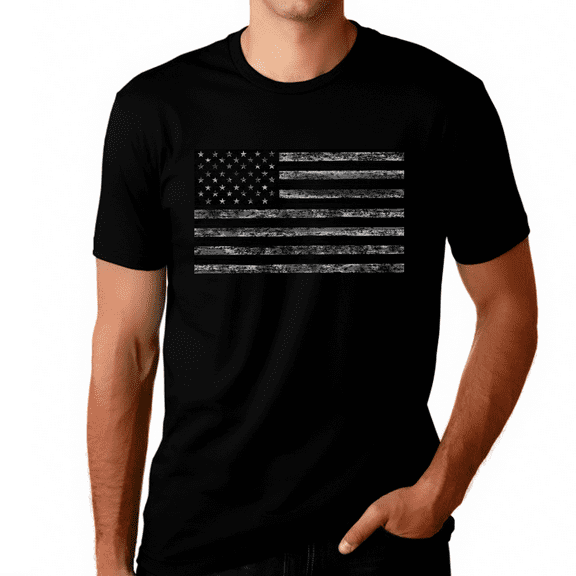 Distressed American Flag Shirt for Men Black Flag 4th of July Shirts for Men USA Patriotic Shirts