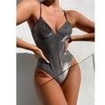 thumbnail image 1 of CEHVOM Maillot de Bain une Pièce pour Femmes, Uni, Rehausseur, Échancré, à Lacets, Bikini à Dos Nu, 1 of 6