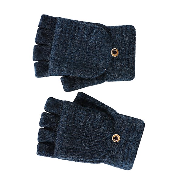 Soidarity Manoplas sin dedos para hombre y mujer, guantes con tapa, táctil de Handy Winter Warm Ciclismo azul oscuro