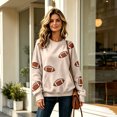 thumbnail image 2 of Clossjun Football Print Sweatshirts for Women Oversized Crewneck Game Day Hoodies Casual Loose Fit Pullover Tops for Vacation M, 2 of 6