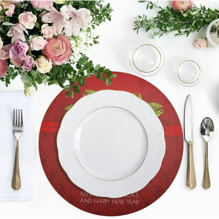 

Hidove Christmas Bells Placemats 4Pcs Holidays PVC Weave Place Mats Table Mats Non Slip Easy to Clean for Home Kitchen BBQ Party Table Decor 15.4×15.4in
