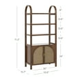 thumbnail image 5 of Nathan James Paxton Boho Bookshelf Cabinet with Solid Wood Frame Rattan Bookshelf with Cabinet Base, Arched Bookcase Cabinet for Living Room or Home Office, Dark Acacia, 5 of 11