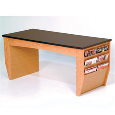 Coffee Table and Magazine Pockets with Black Granite Look Top in Light Oak