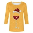 thumbnail image 4 of Fiaer Christmas Women T Shirts Shine Glass Trendy Tshirts Xmas 3/4 Sleeve Crew Neck Oversized Leisure Comfort Tops Yellow XL, 4 of 5