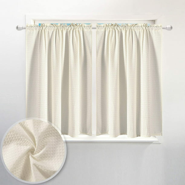 Waffle Weave Half Window Tier Curtains, 36 54 Inch Shower Curtain Rod