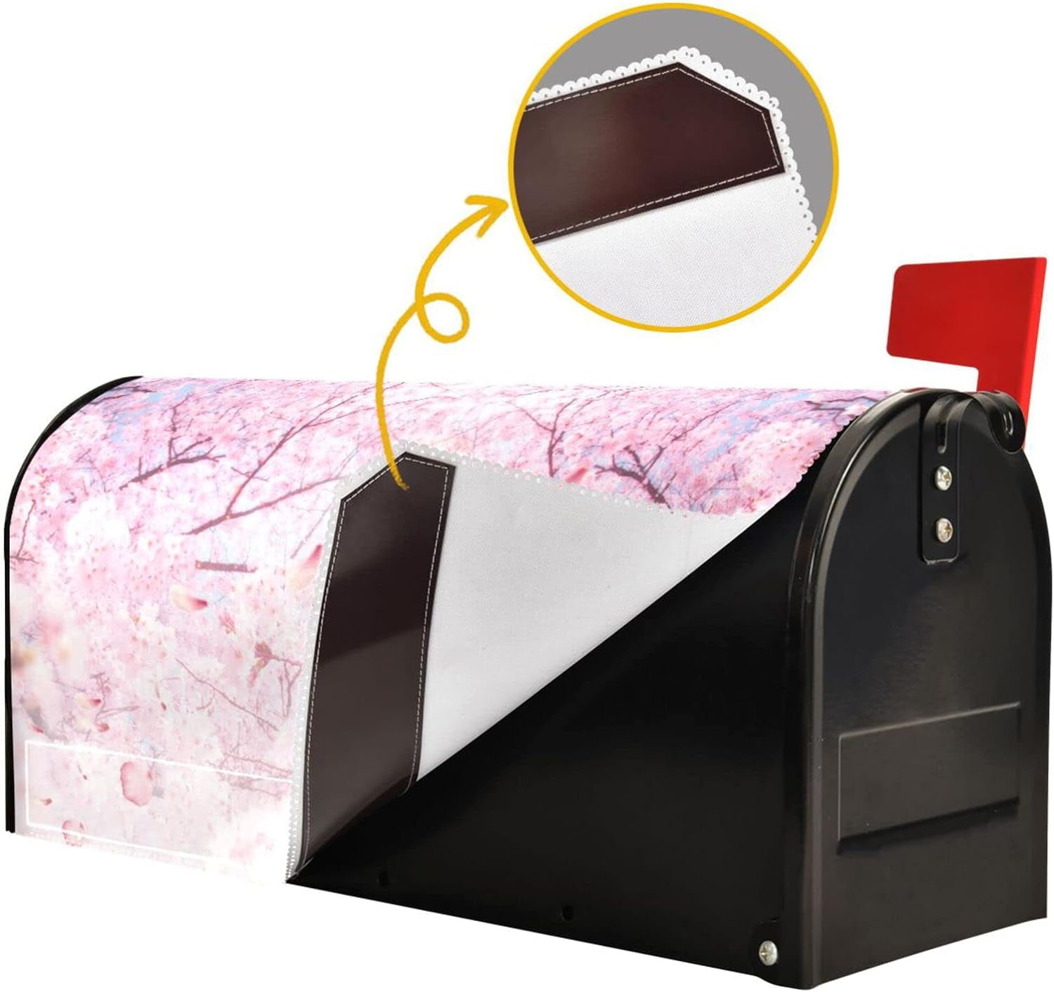 Pink Cherry Blossom Mailbox Covers Magnetic Spring Flowers Floral Mailbox Cover Wraps Standard Size 18"X21" Post Letter Box Cover Garden Decorations