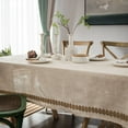 thumbnail image 5 of Nvzi Mantel de lino y poliéster con encaje para mesa de comedor, mantel de té, mantel rectangular de tela (encaje de lino, 60 * 60 cm), 5 of 5