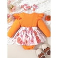 thumbnail image 3 of FEORJGP Toddler Baby Girls One-piece Romper Dress 0 3M 6M 9M 12M 18M Infant Long Sleeve Jumpsuits Butterfly/Pumpkin/Flower Print Crew Neck Bodysuits a Little Girl Fashion Cute Casual Clothes, 3 of 8