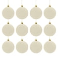 thumbnail image 3 of 12-Piece Flocked Christmas Ball Ornaments 2.4 in Plastic Velvet Style Baubles Beige for Tree Wreath Decor, 3 of 9