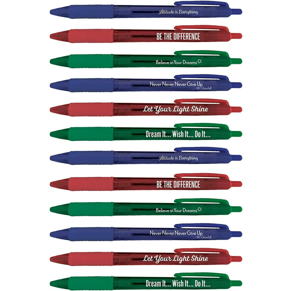 Greeting Pen Translucent 12 Pen Set with Motivational/Inspirational