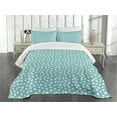 thumbnail image 3 of Ambesonne Turquoise Quilted Bedspread Set 3 Pcs, Polka Dots Romantic Art, King Size, White and Pale Blue, 3 of 5
