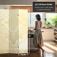 thumbnail image 5 of Oriental Furniture 6 ft. Tall Ivory Pattern Canvas Room Divider - 3 Panel, 5 of 7