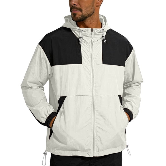 Yaoyar Windbreaker Jackets for Men Lightweight UPF 50 Hooded Outdoor Jacket Fashion Full Zip Walking Hiking Coat for Hiking