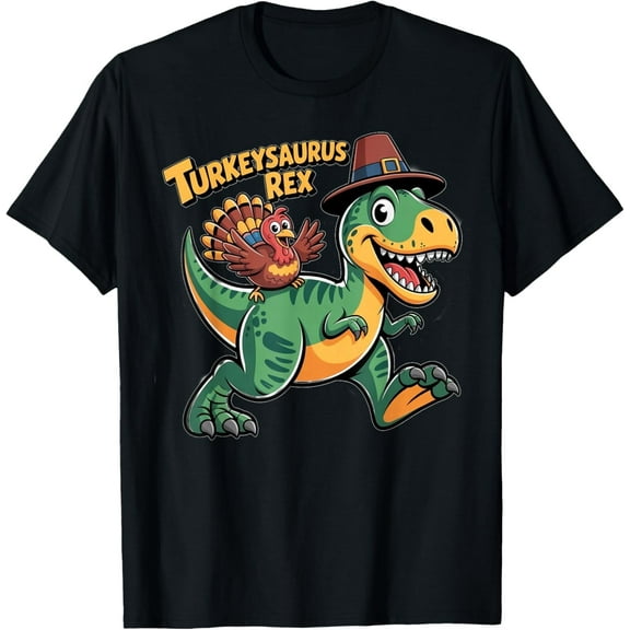 Cartoon Dino Turkey Day Apparel for 2 4 Year Old Boys T-Shirt